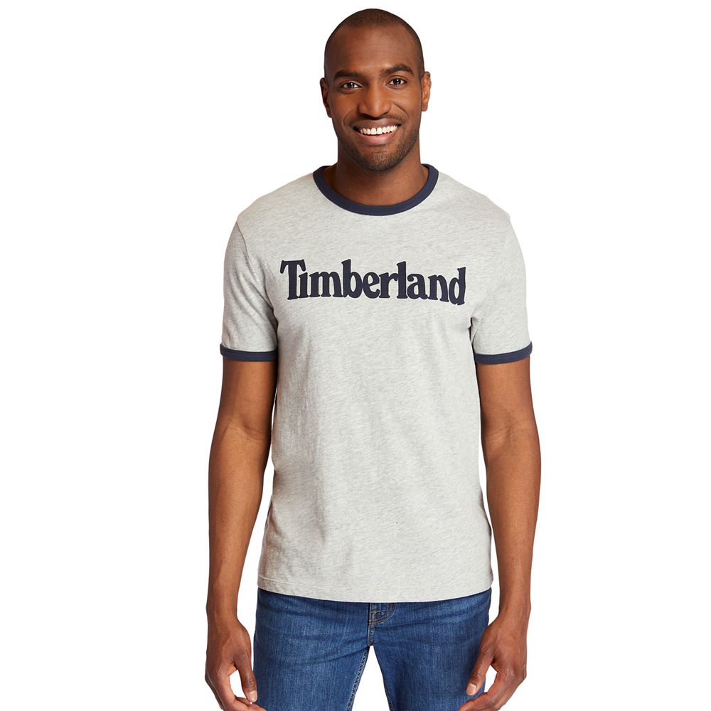 Camisetas Timberland Hombre Tbl® Linear Logo Ringer Gris - Chile LTI-768354